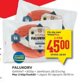 Willys Falukorv erbjuda