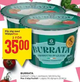 Willys BURRATA erbjuda