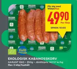 Willys EKOLOGISK KABANOSS KORV erbjuda