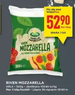 Willys Riven Mozzarella erbjuda
