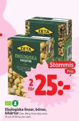 ICA Supermarket Ekologiska Linser, Bönor, Kikärtor erbjuda