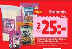 ICA Supermarket Asiatiska & Indiska kryddmixer, Kokosmjölk, Äggnudlar erbjuda