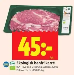 ICA Supermarket Ekologisk benfri karré erbjuda