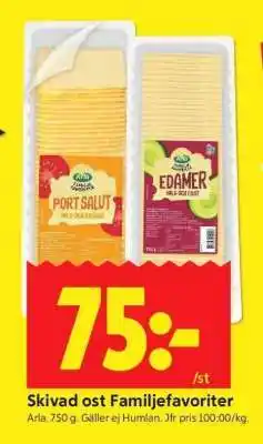 ICA Supermarket Skivad ost Familjefavoriter erbjuda