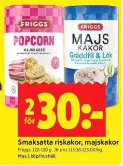 ICA Supermarket Friggs Smaksatta riskakor, majskakor erbjuda