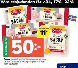 Coop Extra Bacon, Medlemspris erbjuda