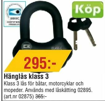 Erlandsons Brygga Hänglås klass 3 erbjuda