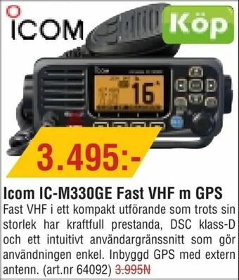 Erlandsons Brygga Icom IC-M330GE Fast VHF m GPS erbjuda