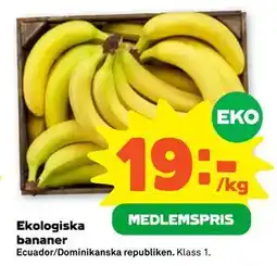 Stora Coop Ekologiska bananer, Medlemspris erbjuda
