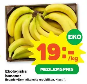Ekologiska bananer, Medlemspris