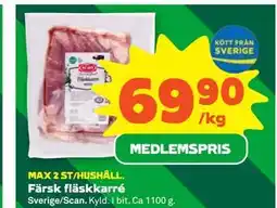Stora Coop Färsk fläskkarré, Medlemspris erbjuda