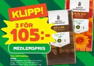 Kaffe, Medlemspris