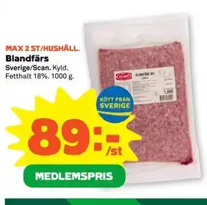 Blandfärs, Medlemspris