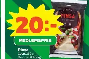 Pinsa, Medlemspris