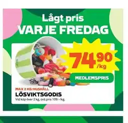 Stora Coop LÖSVIKTSGODIS, Medlemspris erbjuda