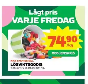 LÖSVIKTSGODIS, Medlemspris