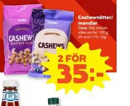 Stora Coop Cashewnötter/ mandlar erbjuda