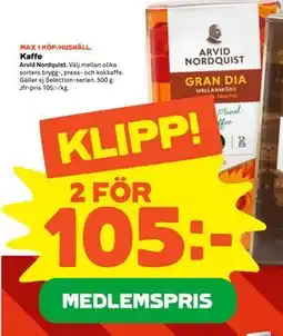 Stora Coop Kaffe, Medlemspris erbjuda