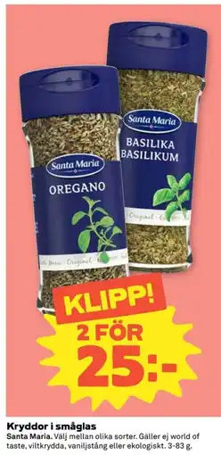 Coop Kryddor i småglas erbjuda