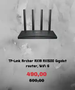 Clas Ohlson TP-Link Archer AX18 AX1500 Gigabit router, WiFi 6 erbjuda