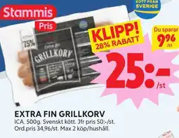 Ica Hajen Lagpris ICA Extra fin grillkorv erbjuda