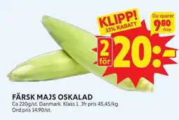 Ica Hajen Lagpris Färsk majs oskalad erbjuda