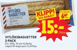 Ica Hajen Lagpris ICA Vitlöksbaguetter 2-pack erbjuda