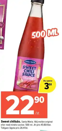 Pekås Santa Maria Sweet chilisås erbjuda
