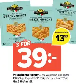 Pekås Zeta Pasta korta former erbjuda