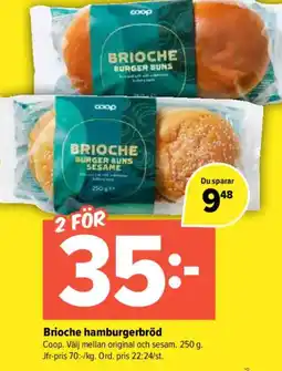 Pekås Coop Brioche hamburgerbröd erbjuda
