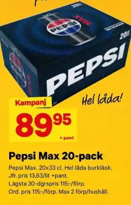 City Gross Pepsi Max 20-pack erbjuda