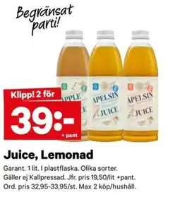 City Gross Garant Juice, Lemonad erbjuda