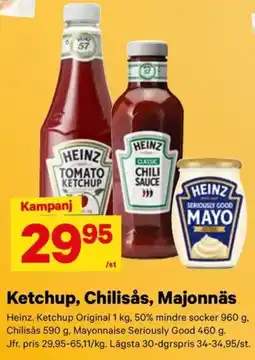 City Gross Heinz Ketchup, Chilisås, Majonnäs erbjuda