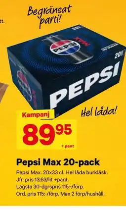 City Gross Pepsi Max 20-pack erbjuda