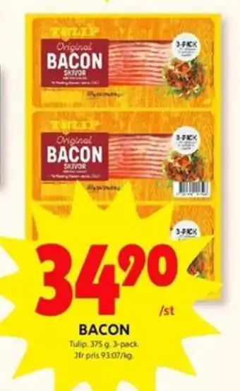 ICA Kvantum Tulip Bacon 375g 3-pack erbjuda