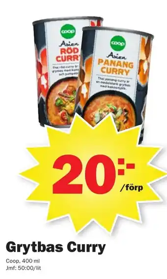 Pekås Coop Grytbas Curry 400ml erbjuda