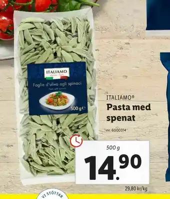 Lidl Pasta med spenat erbjuda