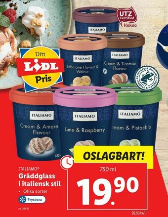 Lidl Gräddglass i italiensk stil erbjuda