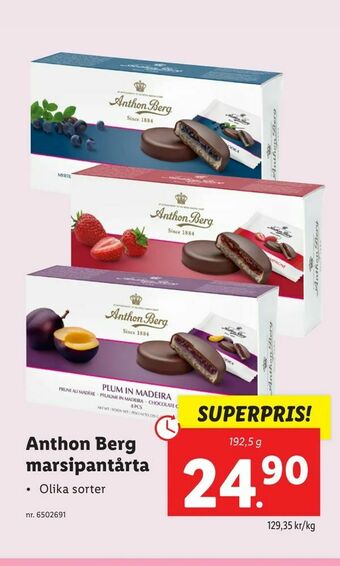 Lidl Anthon Berg marsipantårta erbjuda
