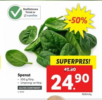 Lidl Spenat erbjuda