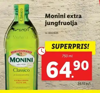 Lidl Monini extra jungfruolja erbjuda