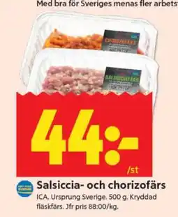 ICA Supermarket Salsiccia- och chorizofärs erbjuda