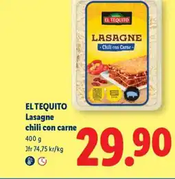 Lidl EL TEQUITO Lasagne chili con carne erbjuda