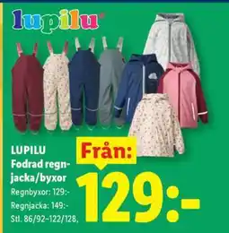 Lidl LUPILU Fodrad regnjacka/byxor erbjuda