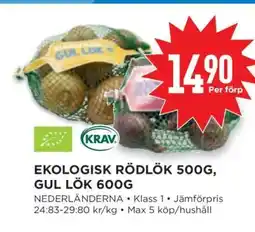 Willys Ekologisk Rödlök 500g, Gul Lök 600g erbjuda