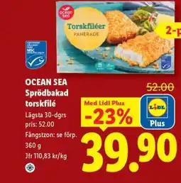 Lidl OCEAN SEA Sprödbakad torskfilé erbjuda