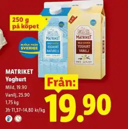 Lidl MATRIKET Yoghurt erbjuda