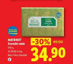 Lidl Matriket Svenskt smör erbjuda