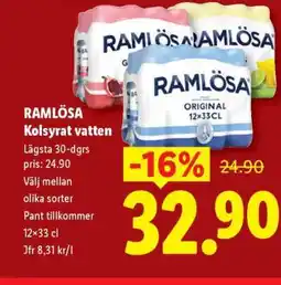 Lidl Ramlösa Kolsyrat Vatten erbjuda