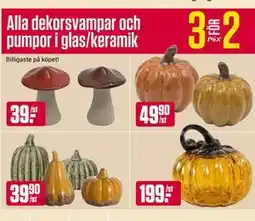 ÖoB Alla dekorsvampar och pumpor i glas/keramik erbjuda